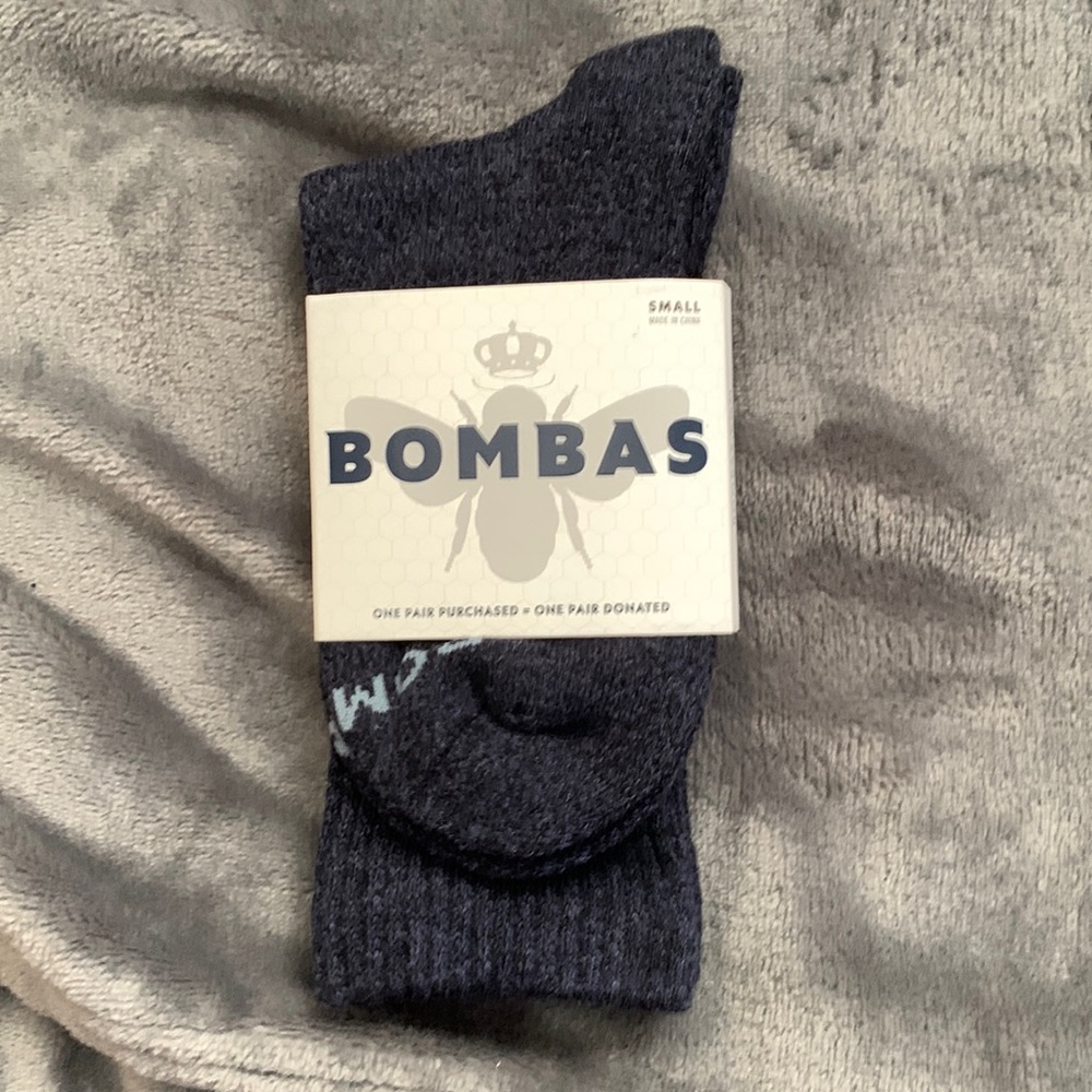 Navy blue Bombas crew socks